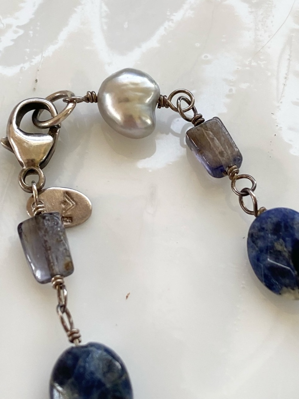 Silpada Blue Lace Pearl and Sodalite Necklace N1308 16” inches - Picture 7 of 9